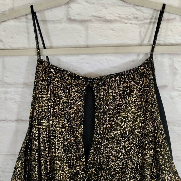 O Candalite Petite Women's Gold Black Pleated Sleeveless Midi Knee Dress NWT PXL - Picture 11 of 14